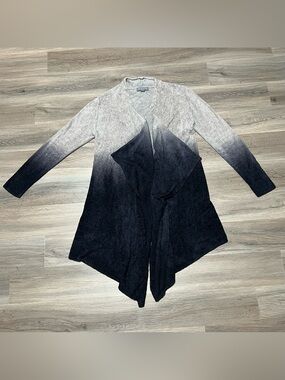 Barefoot Dreams Womens L/XL Open Front Cardigan Gray Blue Ombre Bamboo Chic Lite
